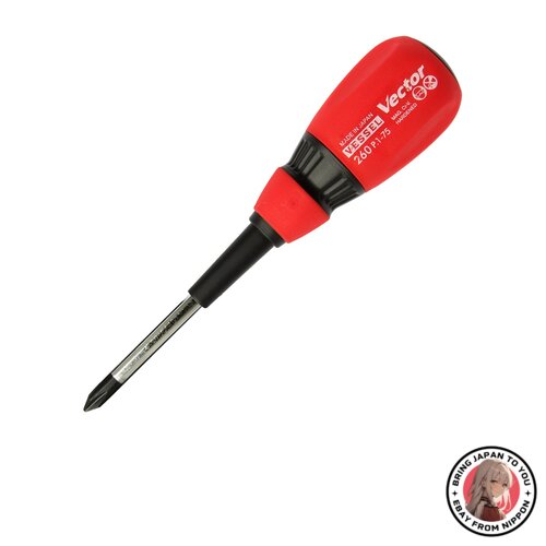 NEW Vessel Vector Normal Screwdriver Large Diameter Grip +1 x 7 from JAPAN