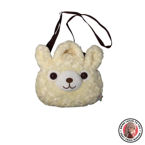 NEW Cute Sales Plush Alpaca Face Purse Large White F0204 from JAPAN